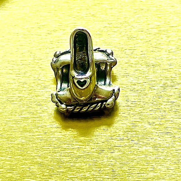 Disney Jewelry - Disney Parks Silver Cinderella Shoe Charm with Blue Heart Detail